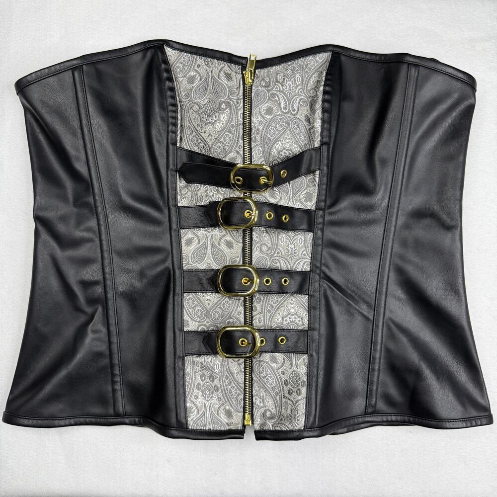 Charmian Corset 4XL Brocade Bustier Steampunk Gothic Zip Buckle Dominatrix